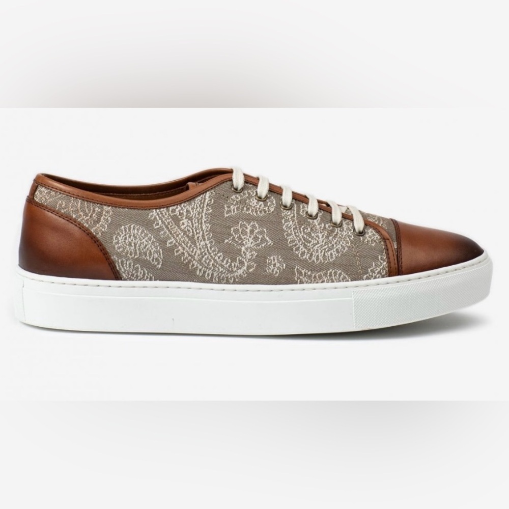 TAFT Jack Neutral Paisley Jacquard Design Sneakers With Leather Size 44 (11) EUC - Picture 2 of 12
